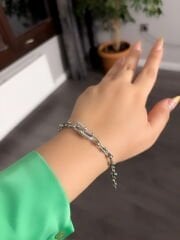 Çelik tiffany taşlı bileklik