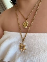 İkili Lotus taşlı kombin kolye